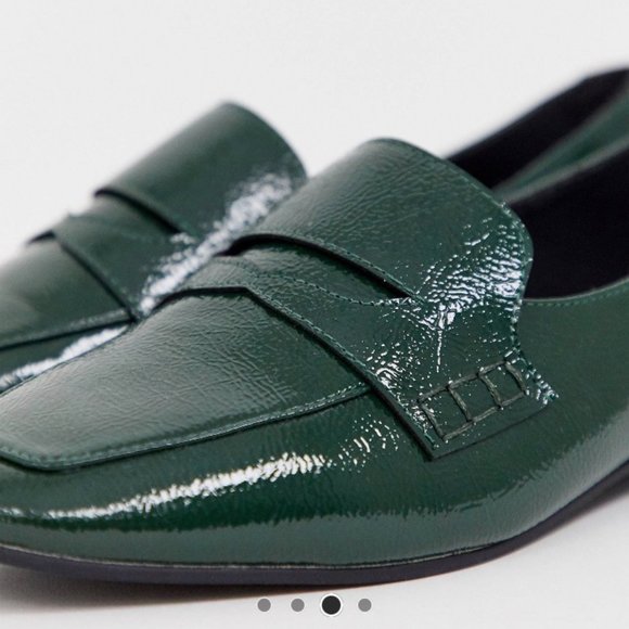 ASOS Design Membership Loafer Flat Shoes in Green - Picture 3 of 9